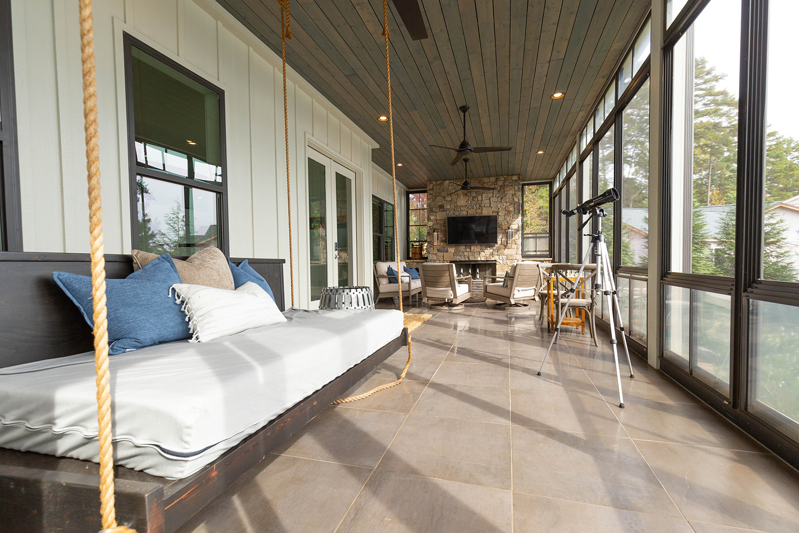 Lower level porch overlooking the lake